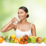 woman with healthy food